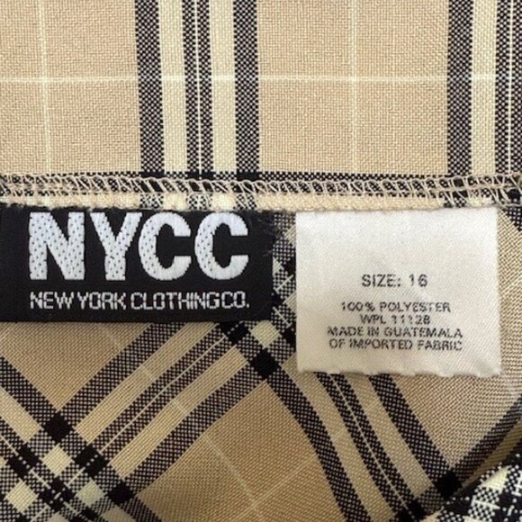 NYCC New York Clothing Co Womens Tartan Plaid A Line Skirt Black Tan Size 16 - Picture 2 of 7